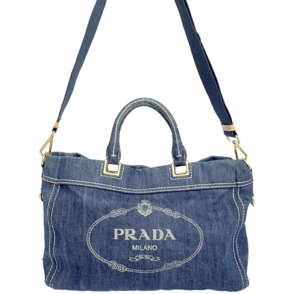 Prada denim Canapa convertible tote 2way bag